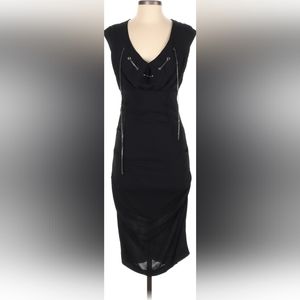 Nicole Miller Collection Crepe Ruched Cowl Neck Sleeveless Dress Black Size 8